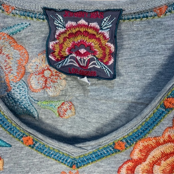 Johnny Was Aveline Scarf Flounce Tunic Embroidered Silk Top - Picture 4 of 13